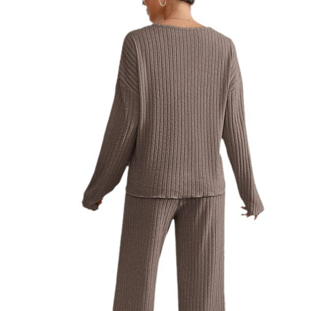 Completo da casa in maglia comodo a 2 pezzi da donna