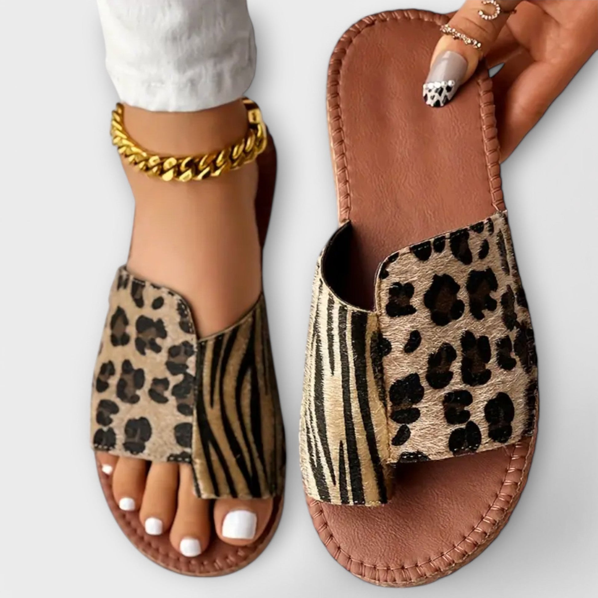 Ciabatte leopardate da donna bicolore - Comode e di tendenza