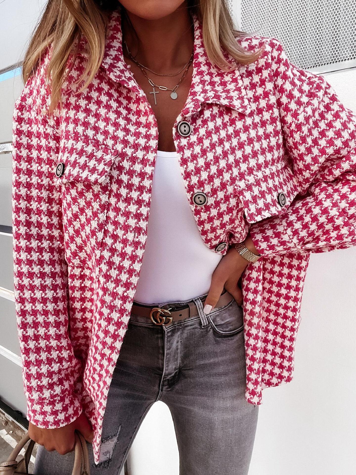 Women’s houndstooth wool coat – Chic and structured