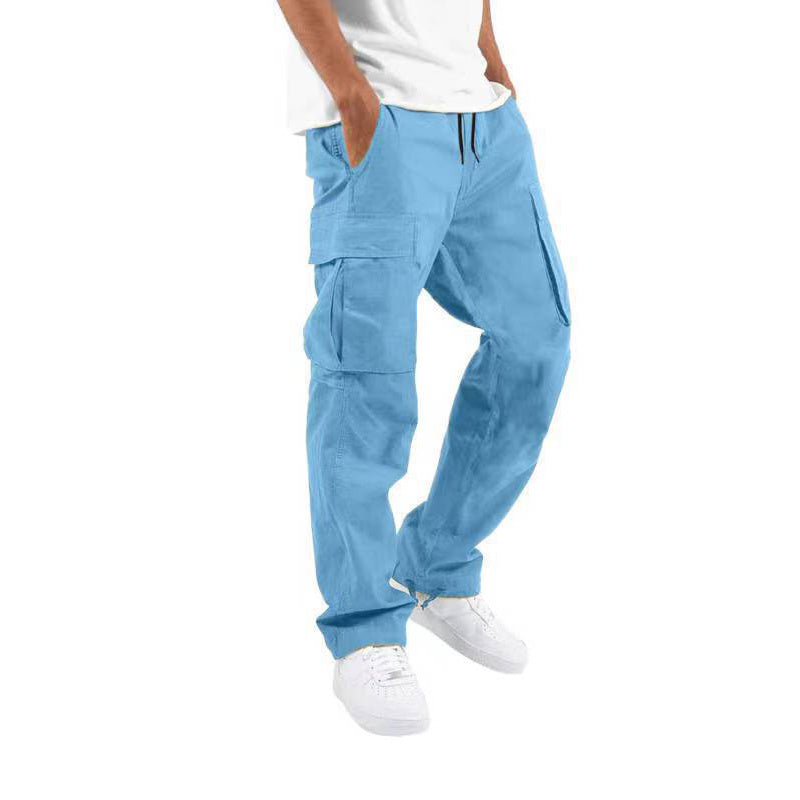 Pantaloni cargo a gamba larga da uomo - Vestibilità rilassata - Pantaloni casual in misto cotone
