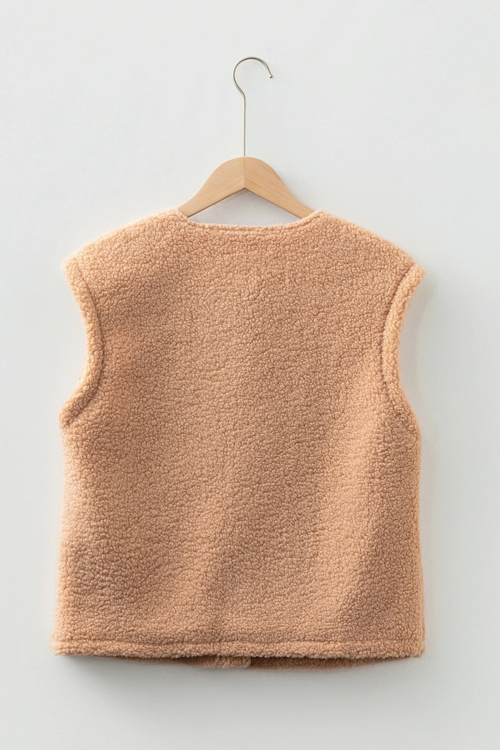 Gilet teddy beige premium da donna – Comodo gilet con bottoni