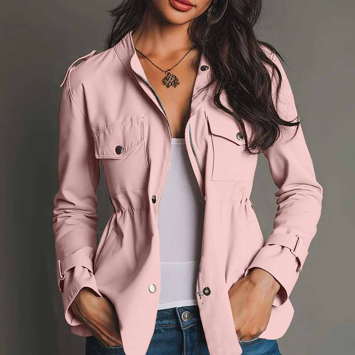 Veste femme cintrée coupe-vent avec poches - Urbaine et légère