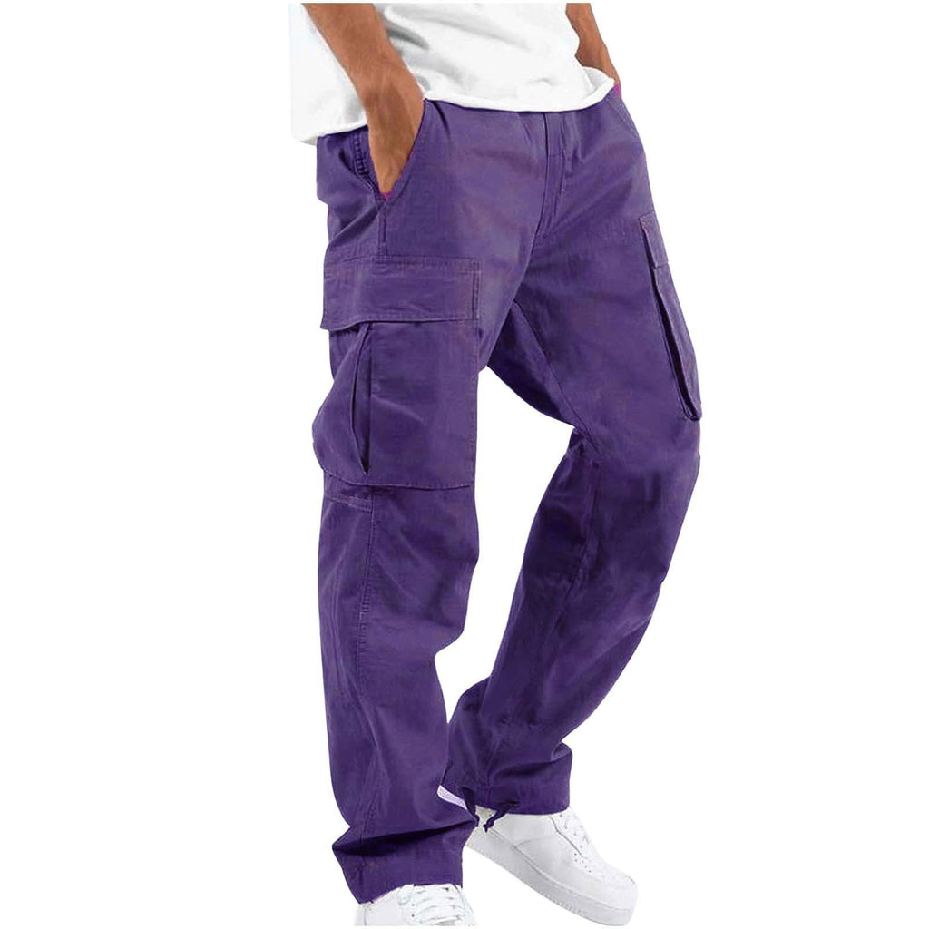 Pantaloni cargo a gamba larga da uomo - Vestibilità rilassata - Pantaloni casual in misto cotone