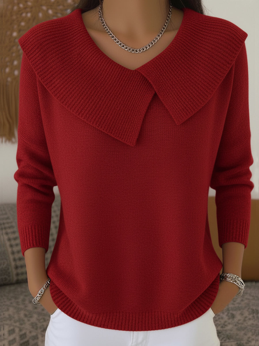 Maglione da donna con collo a coste – Elegante maglione a maniche lunghe