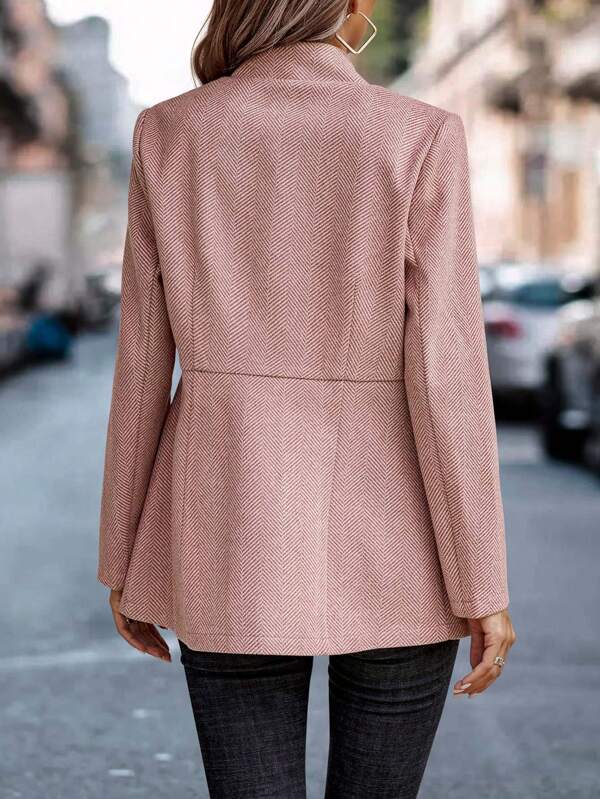 Giacca blazer a maniche lunghe rosa tinta unita da donna moderna