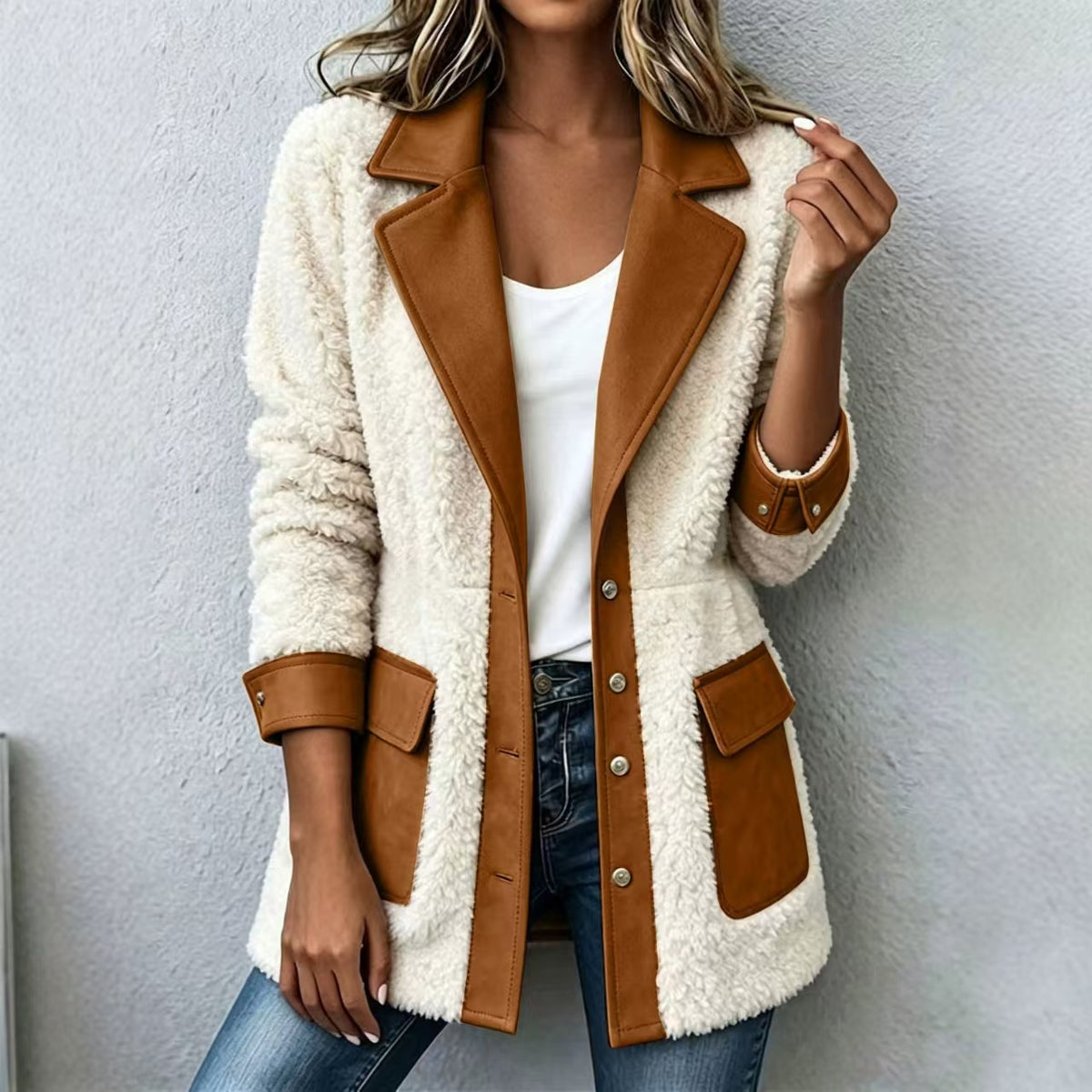 Cardigan femme patchwork en denim - Chaud et original