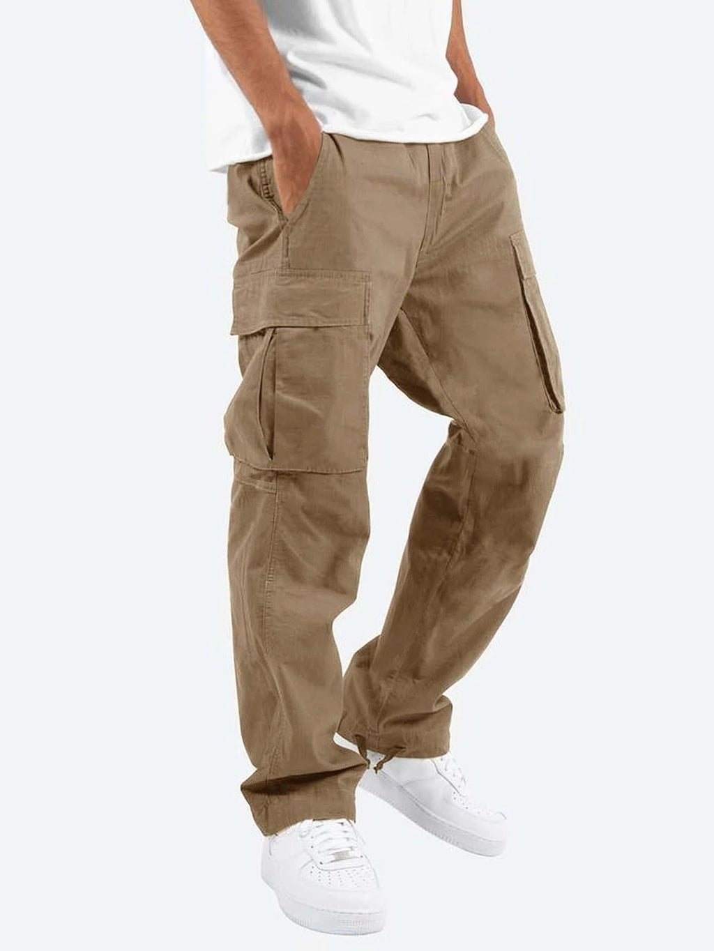 Pantaloni cargo a gamba larga da uomo - Vestibilità rilassata - Pantaloni casual in misto cotone