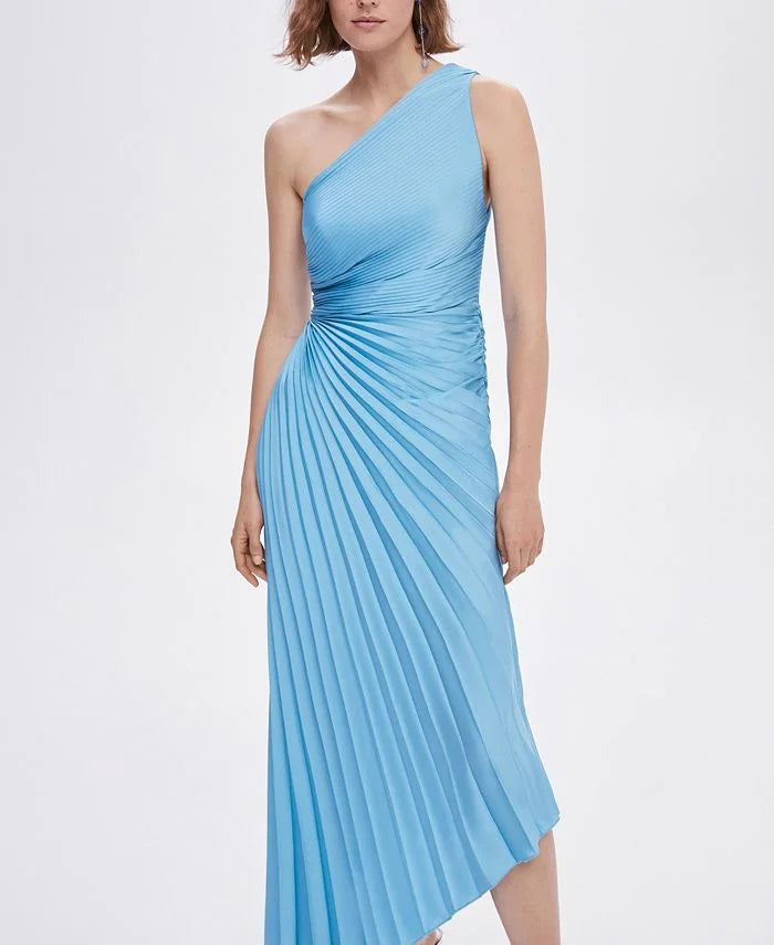 Abito maxi monospalla plissettato da donna - Elegante e fluido