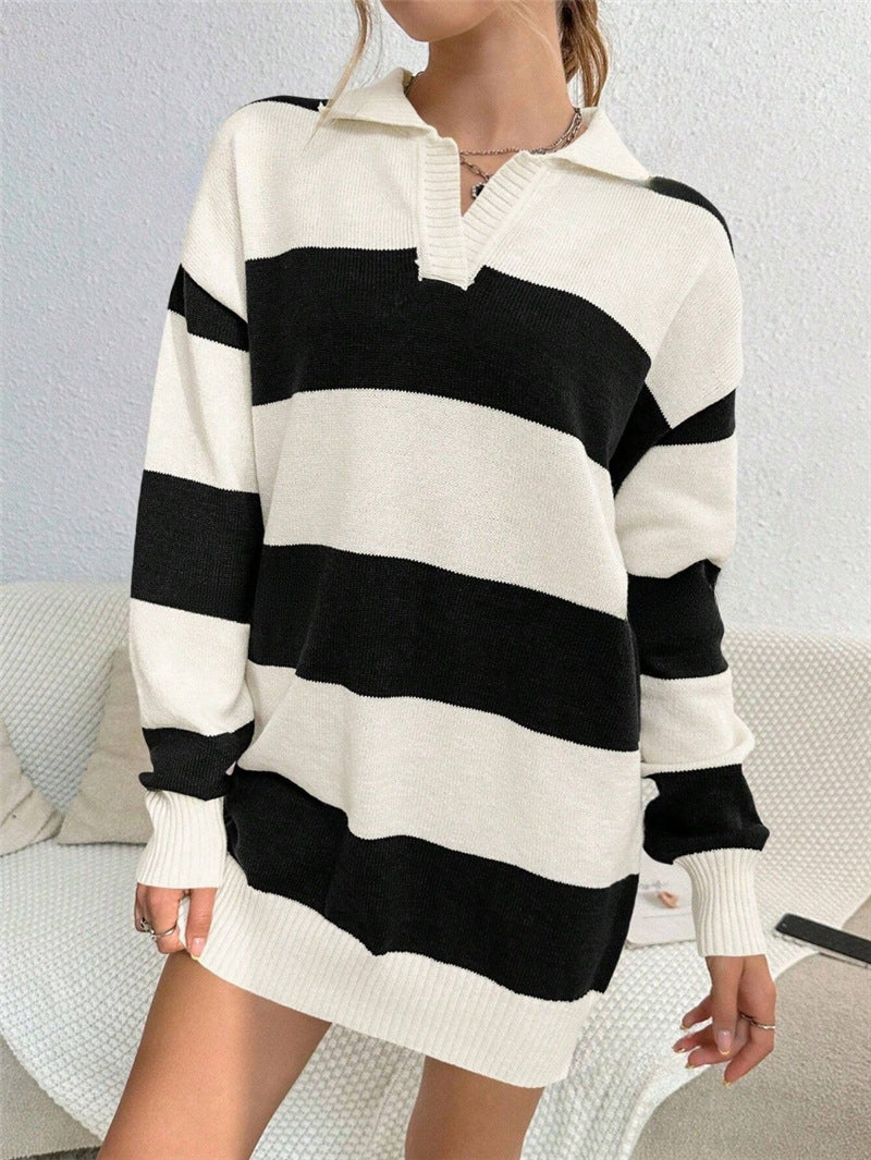 Abito maglione donna a righe - Morbido e casual