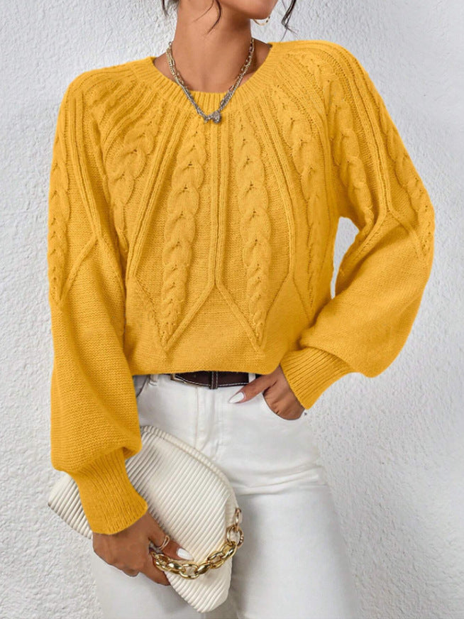 Suéter de mujer de cuello redondo con textura - Suave y versátil