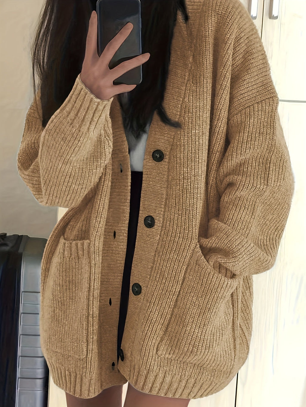 Cardigan décontracté pour femme avec boutons et poches - Doux et polyvalent
