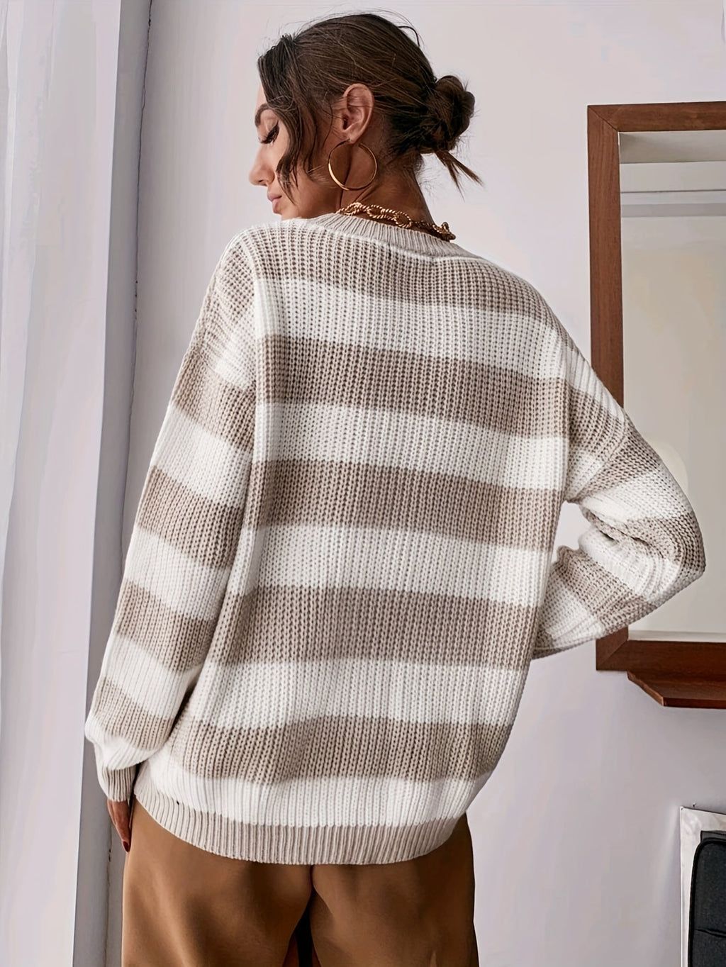Maglione rigato donna rilassato - Morbido e facile