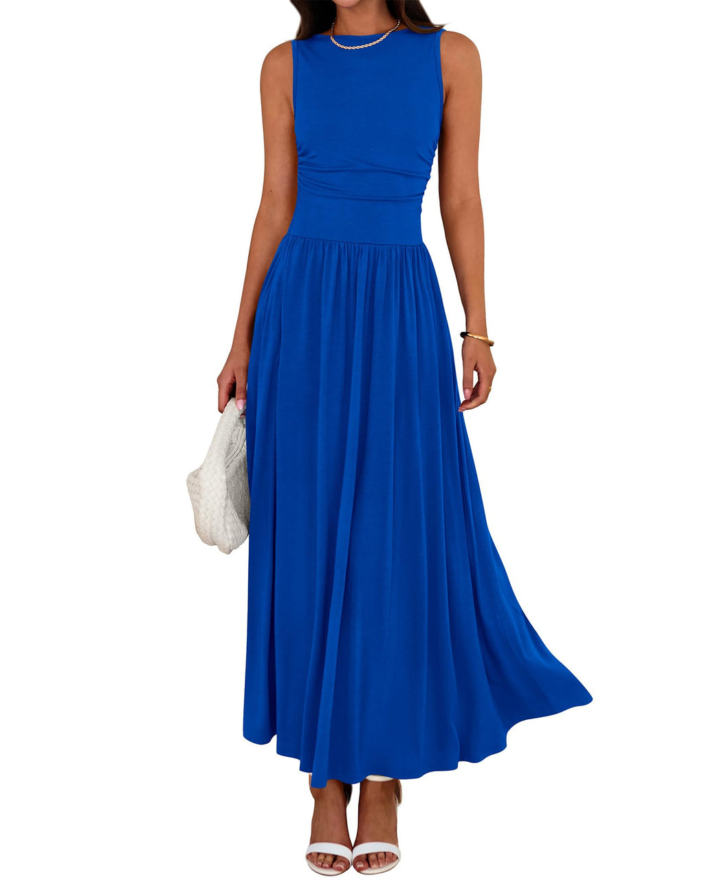 Abito lungo donna fluido con tasche