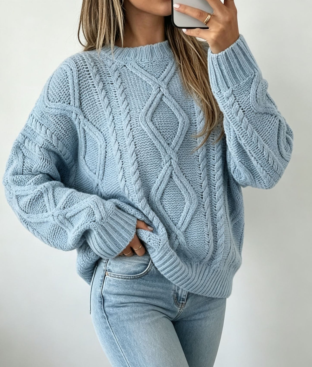 Rummelig sweater til kvinder med rund hals - Blød og afslappet