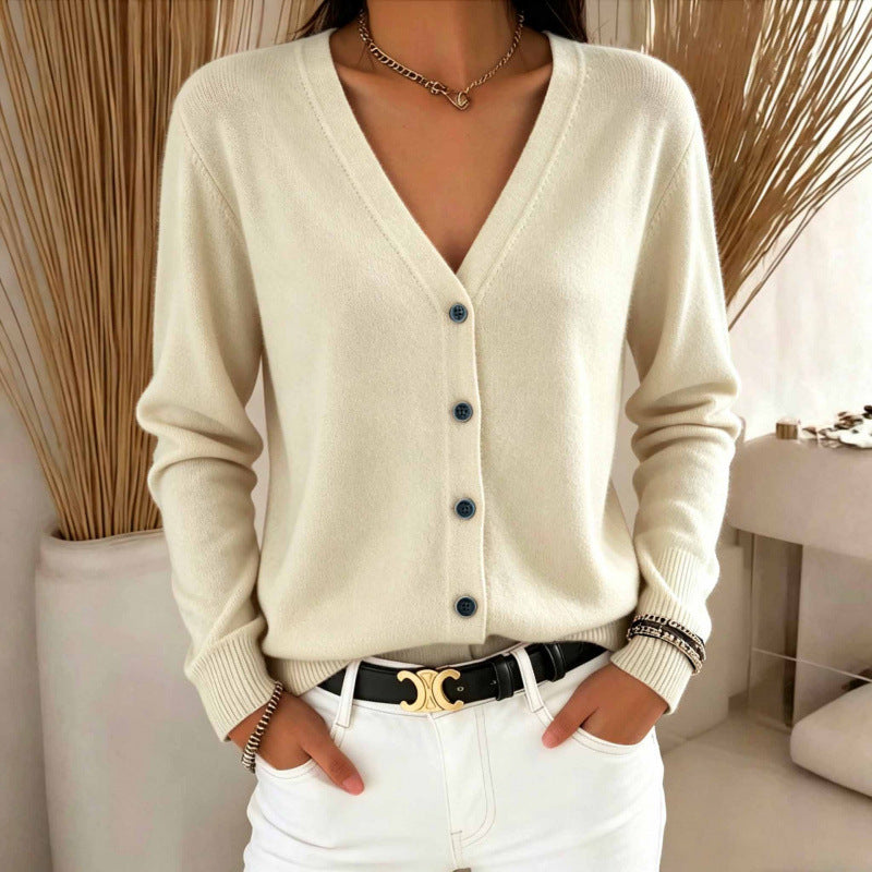 Cardigan pour femme à col en V - Doux et polyvalent