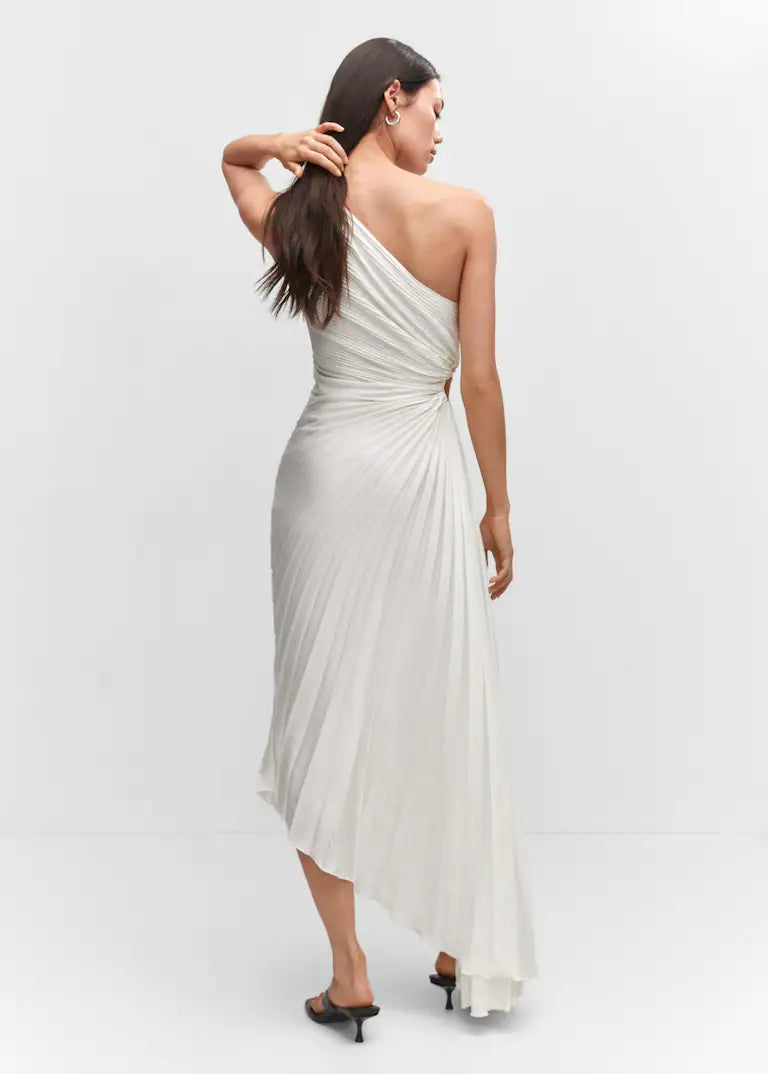 Abito maxi monospalla plissettato da donna - Elegante e fluido
