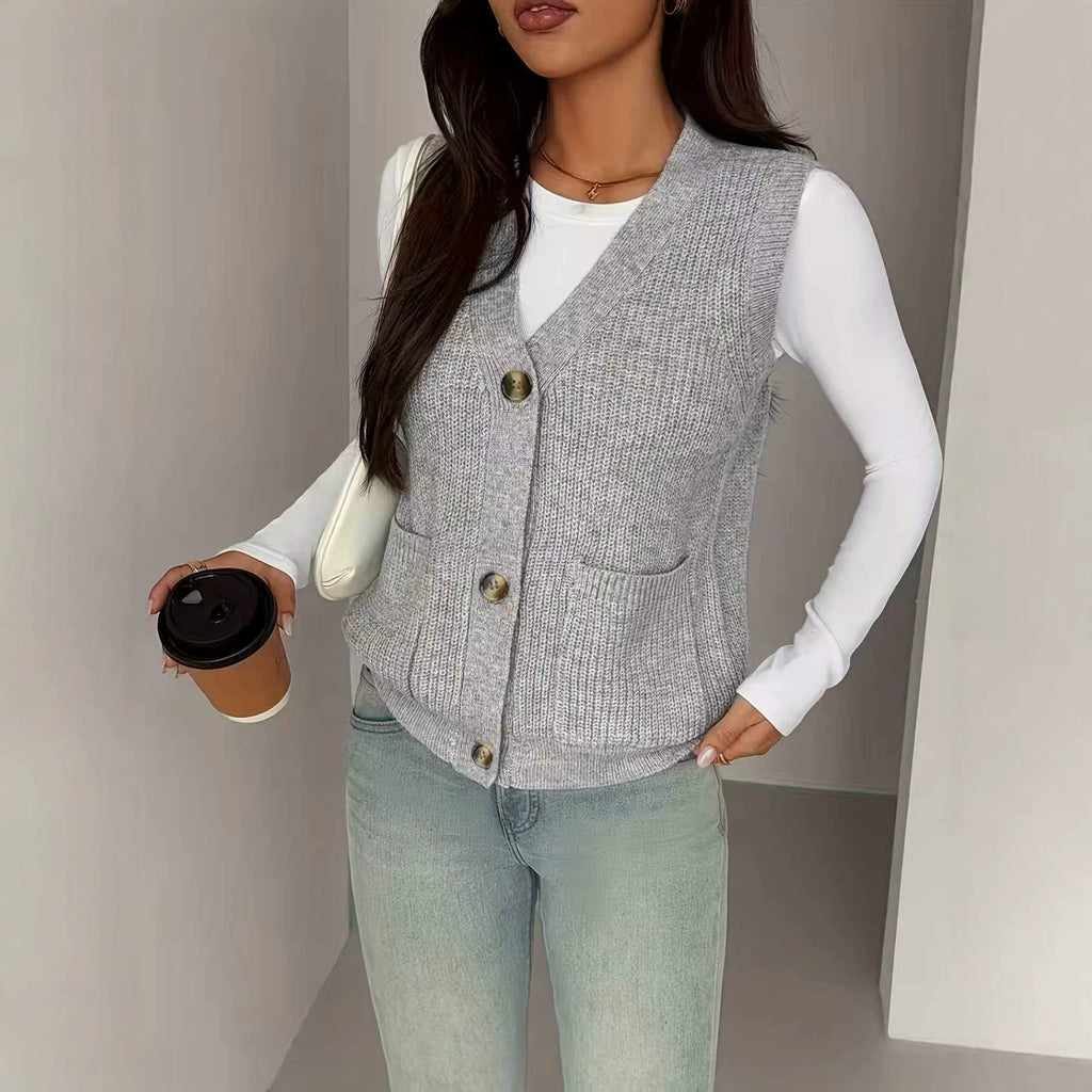 Gilet-pull pour femme avec boutons - Ample et confortable
