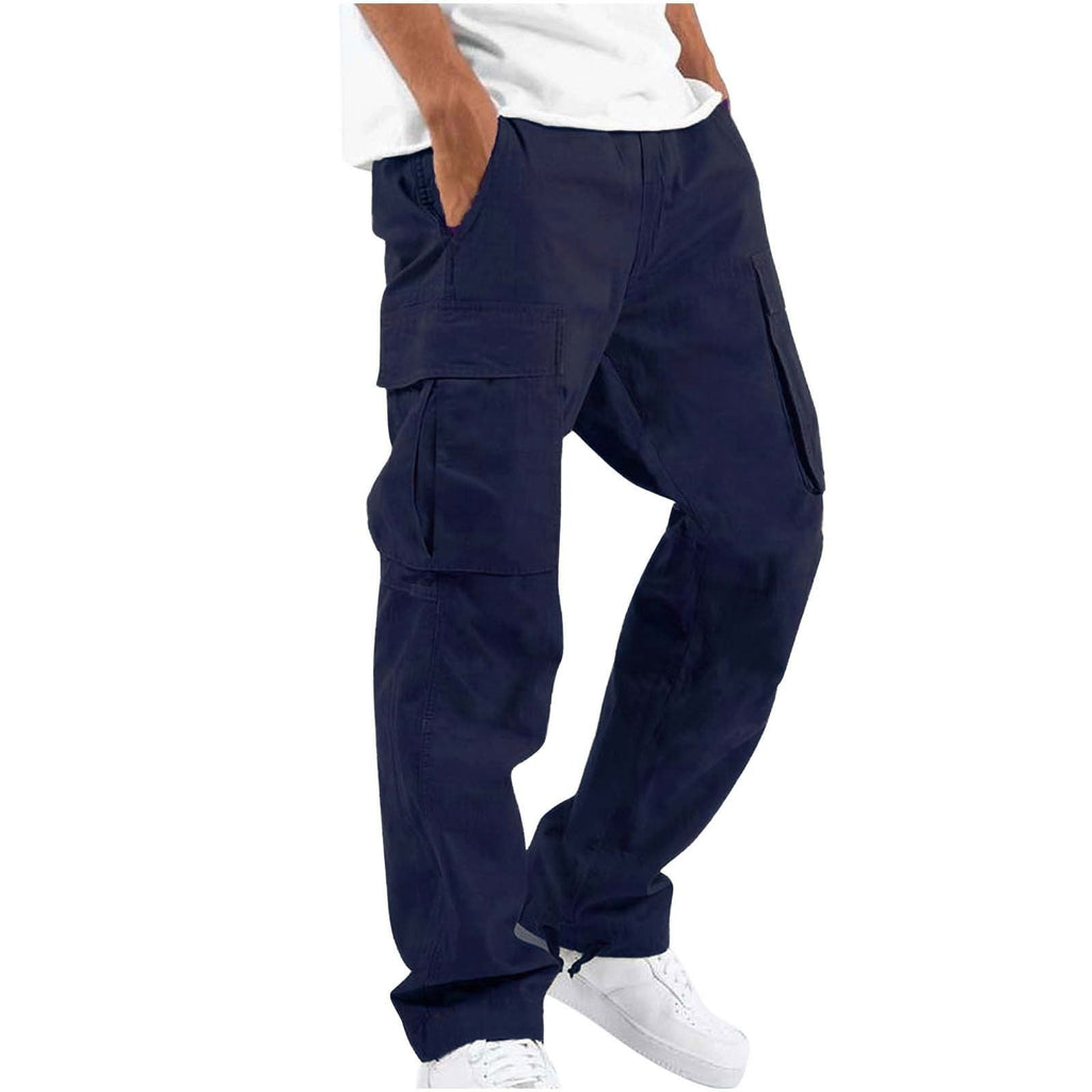 Pantaloni cargo a gamba larga da uomo - Vestibilità rilassata - Pantaloni casual in misto cotone