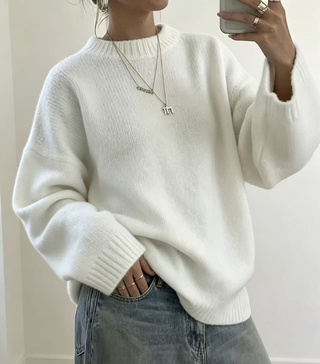 Maglione donna ampio tinta unita in maglia - Morbido e facile da indossare