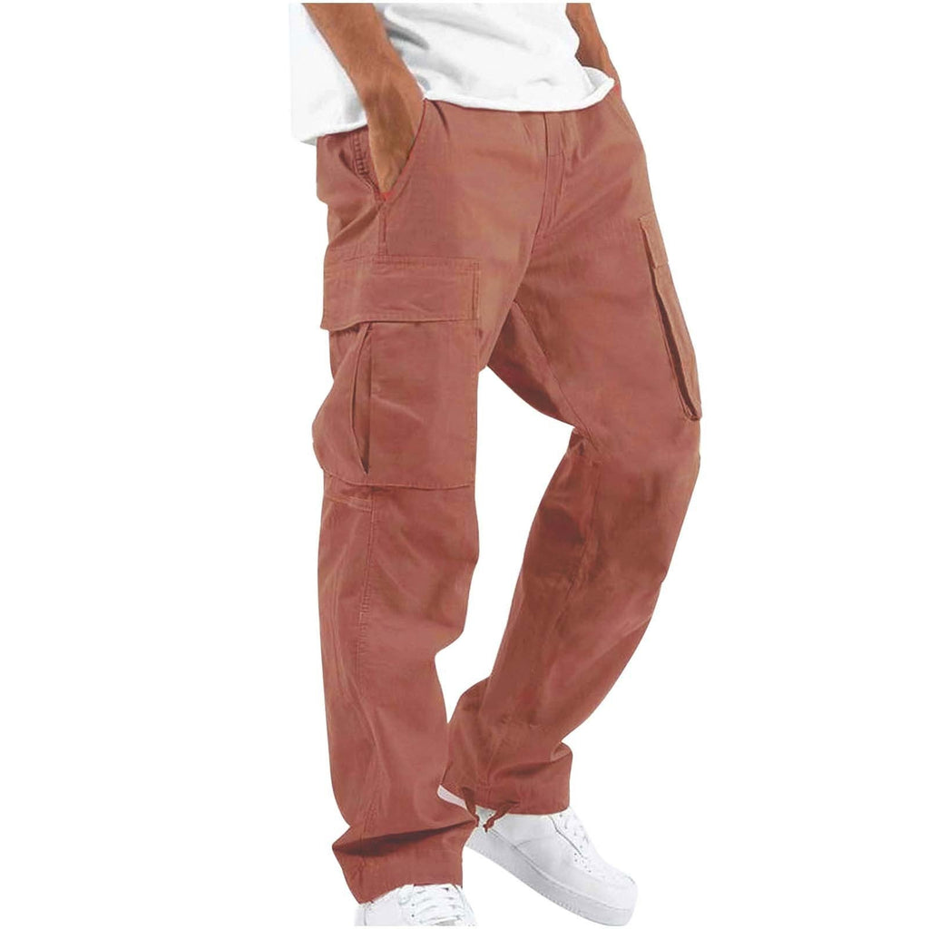 Pantaloni cargo a gamba larga da uomo - Vestibilità rilassata - Pantaloni casual in misto cotone