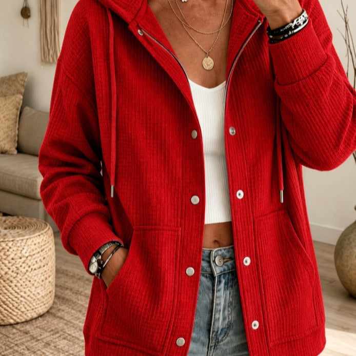 Cardigan femme à capuche et cordon de serrage - Décontracté et confortable
