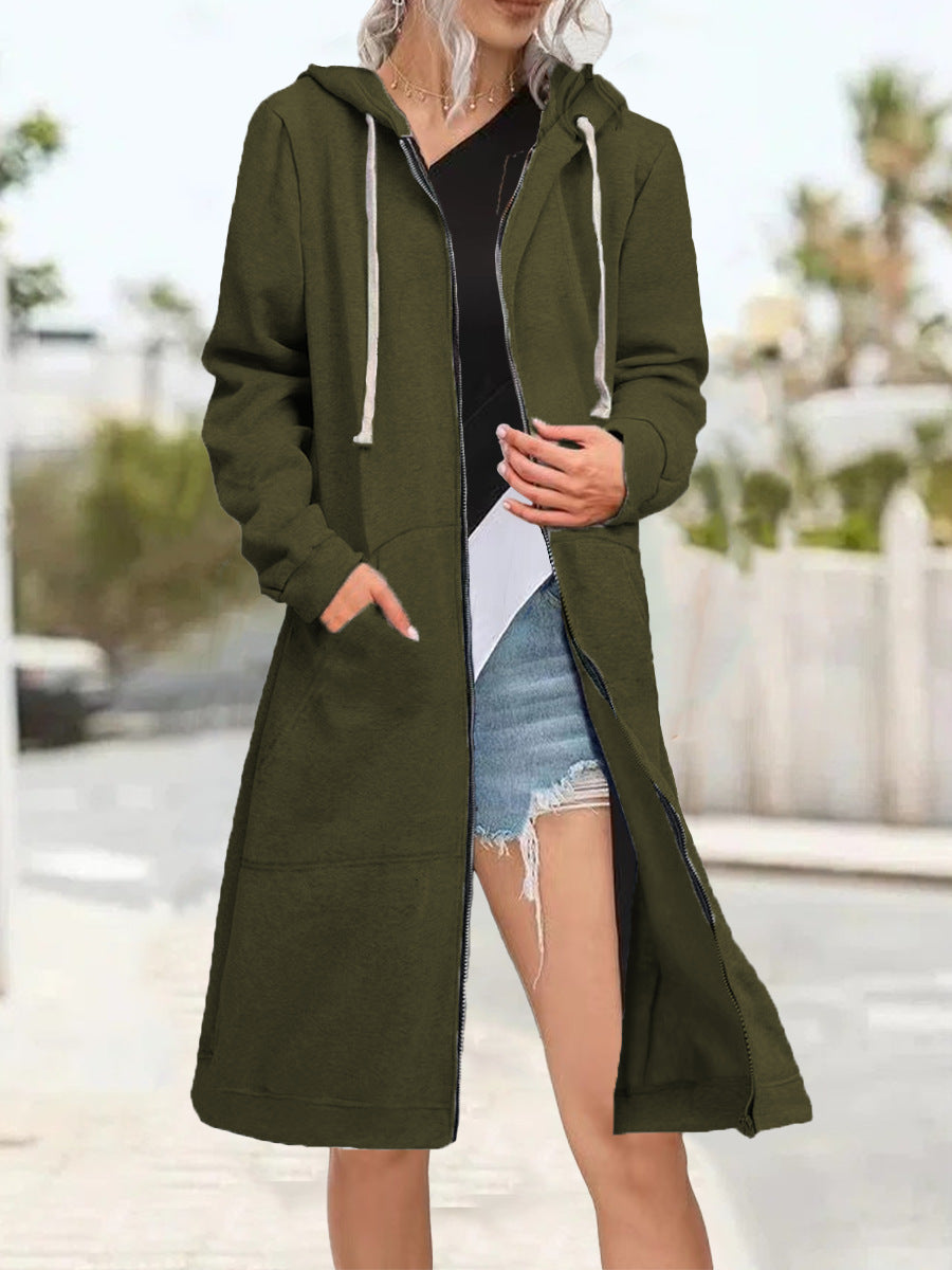 Cardigan oversize multicolor de mujer con cremallera y capucha suave
