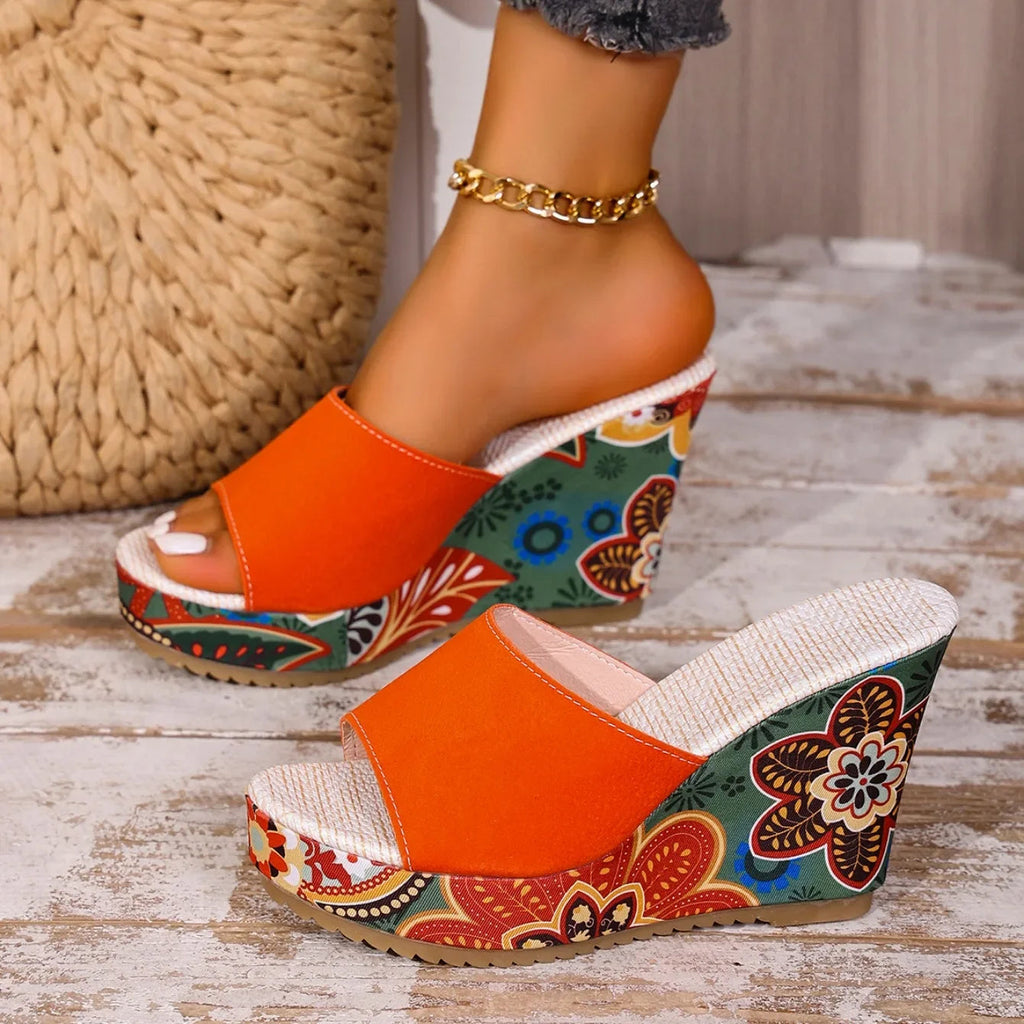Sandali Donna Boheme con Zeppa in Velluto – Stile Elegante e Confortevole Estivo