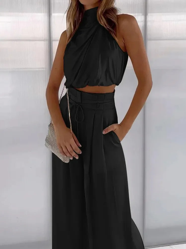 Completo estivo donna crop top + palazzo – coordinato chic da cerimonia