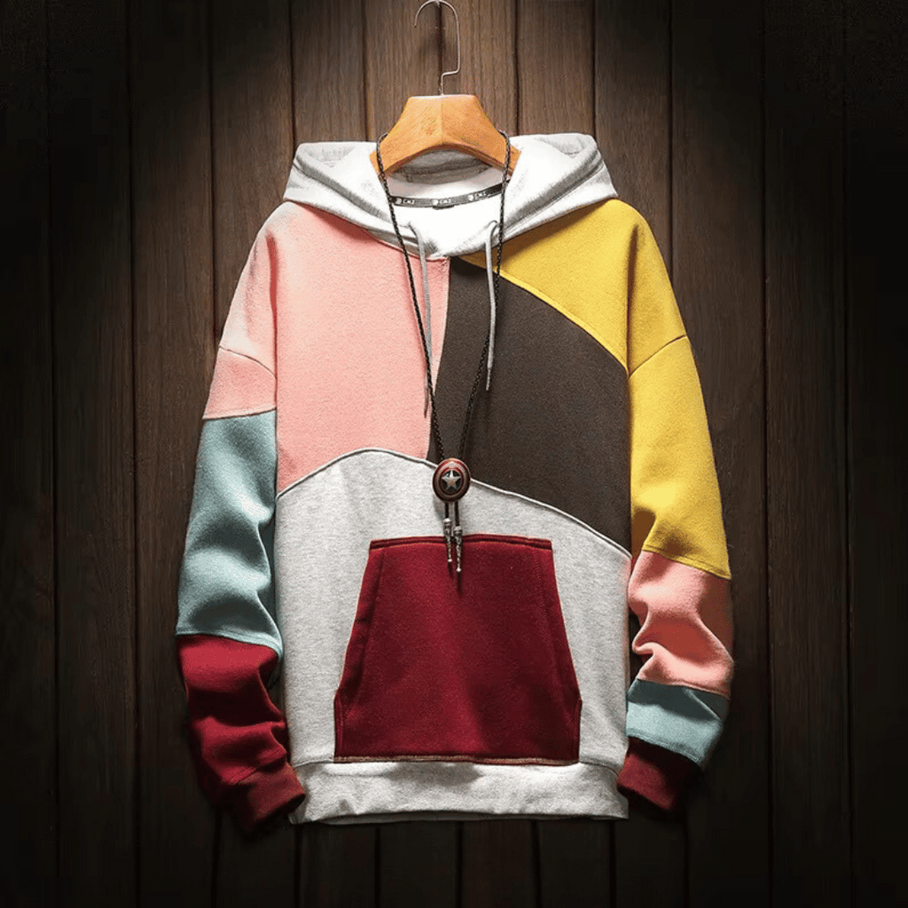 Felpa con cappuccio colorata moderna ed elegante da uomo