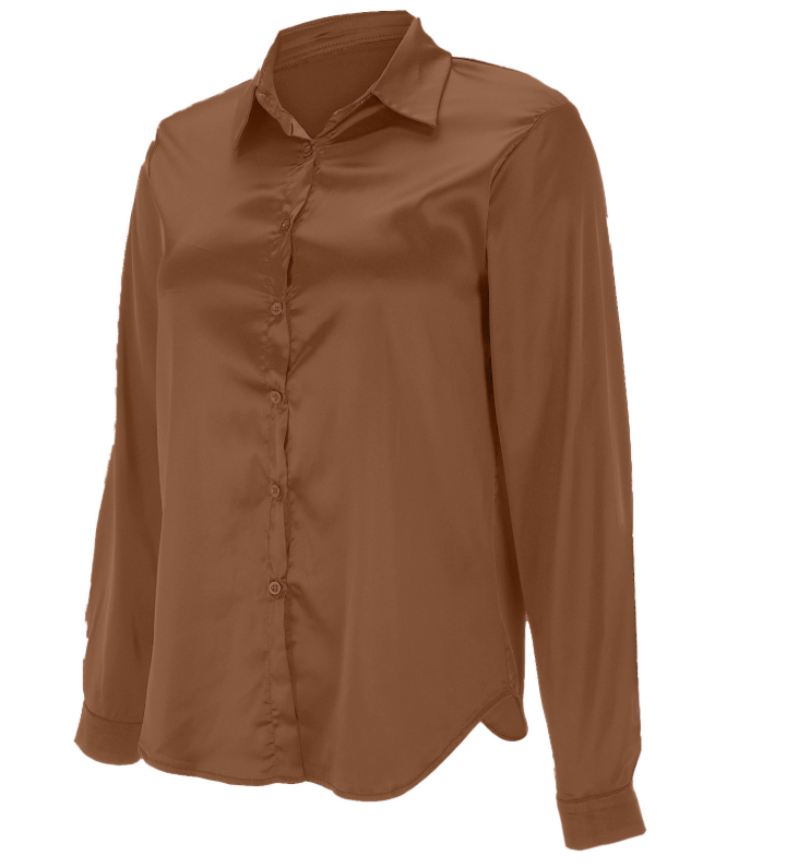 Camicetta satinata da donna con scollatura profonda – Blusa elegante fluida