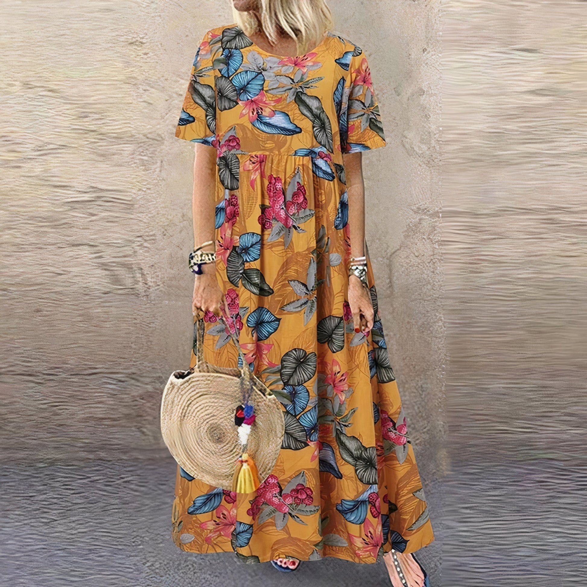 Maxi abito donna casual floreale dal taglio rilassato