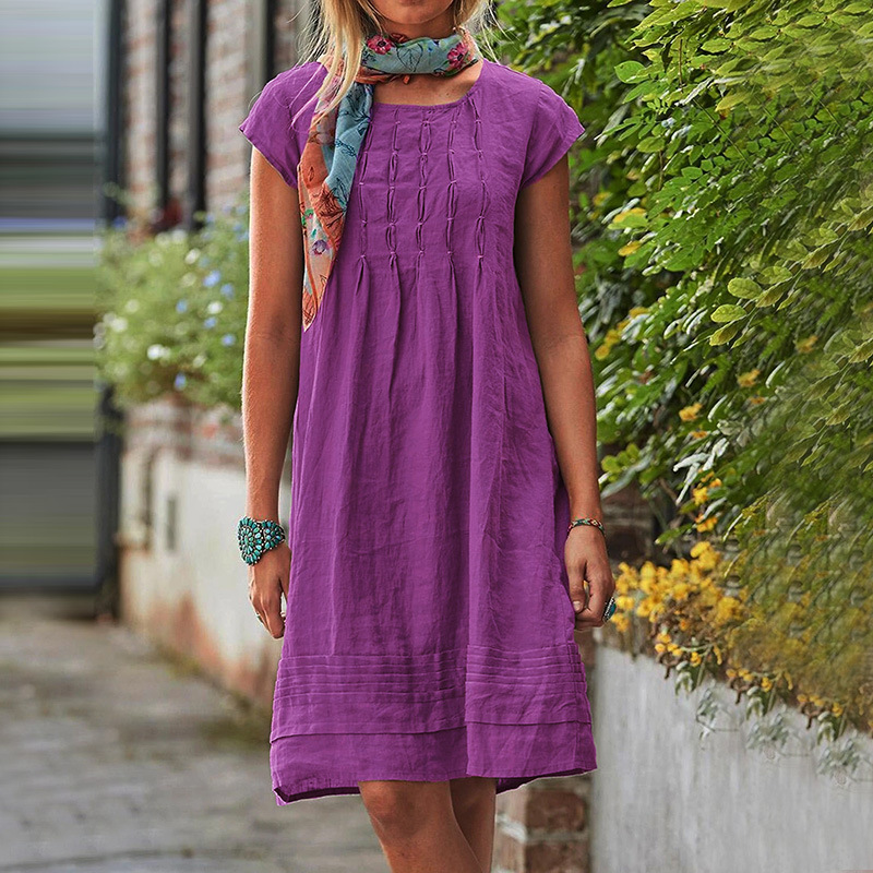 Loose short-sleeve dress for women