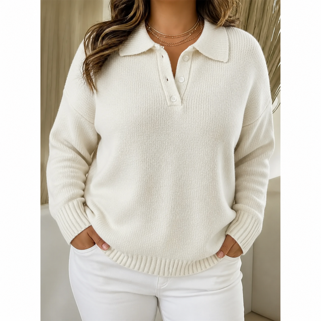 Maglione polo donna in maglia con bottoni - Morbido e pratico