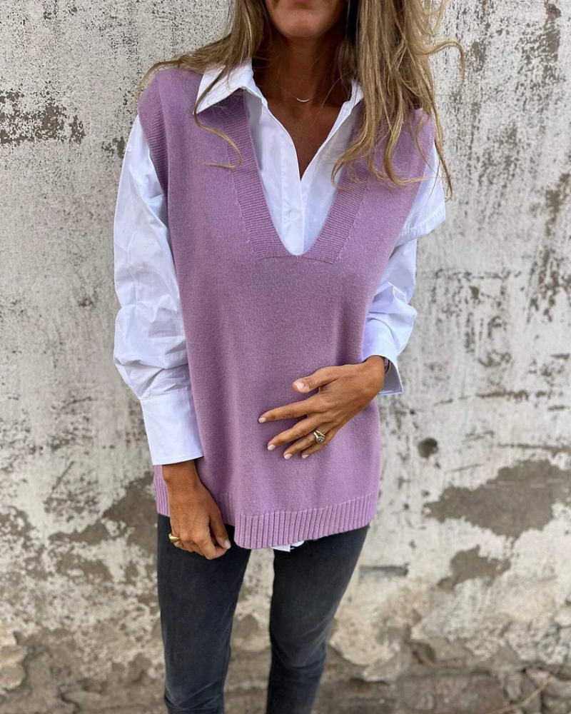 Gilet Maglia con Scollo a V da Donna - Comodo e Casual