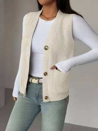 Gilet-pull pour femme avec boutons - Ample et confortable