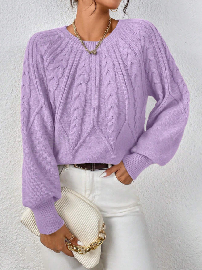 Suéter de mujer de cuello redondo con textura - Suave y versátil