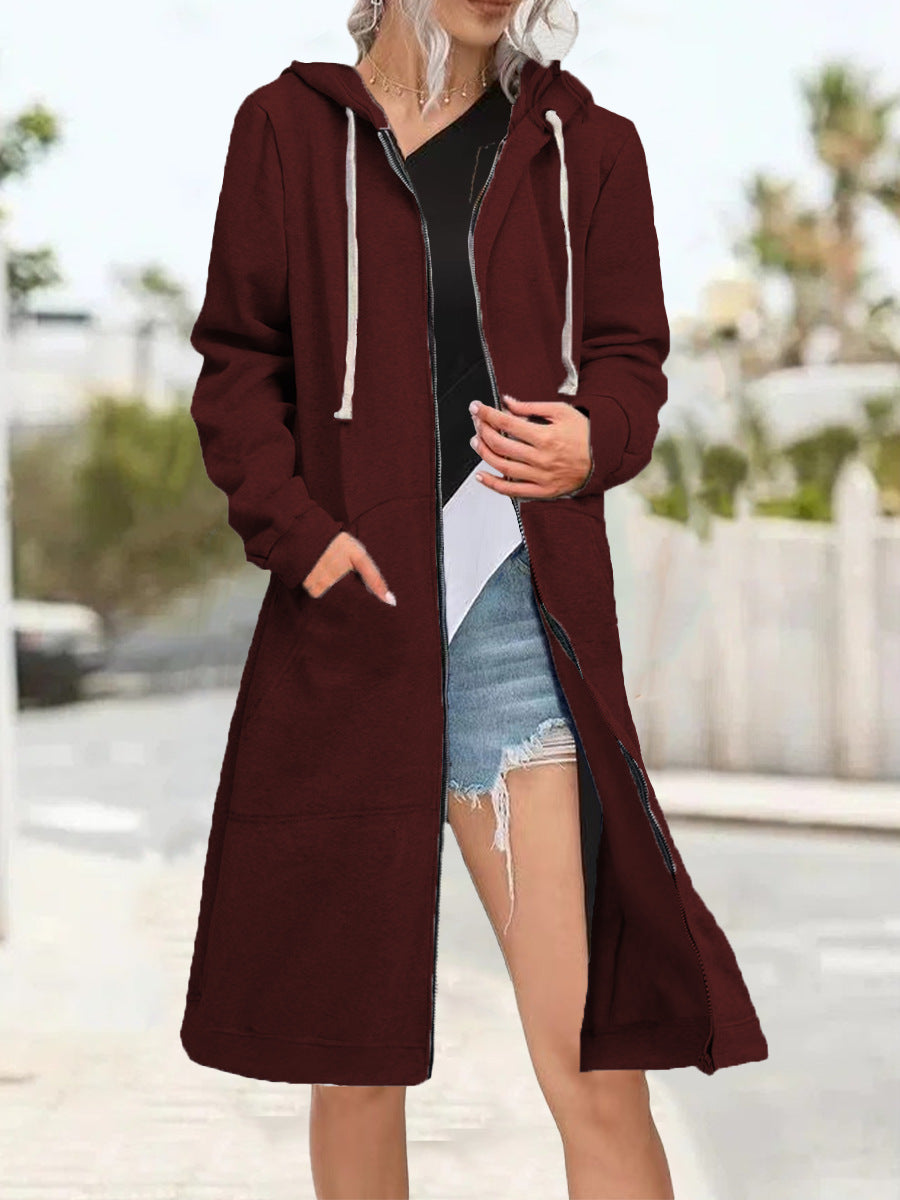 Cardigan oversize multicolor de mujer con cremallera y capucha suave