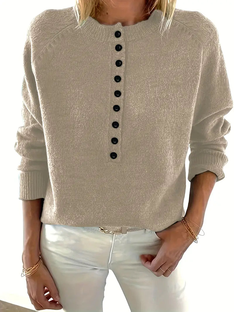 Maglione donna girocollo con bottoni - Elegante e confortevole