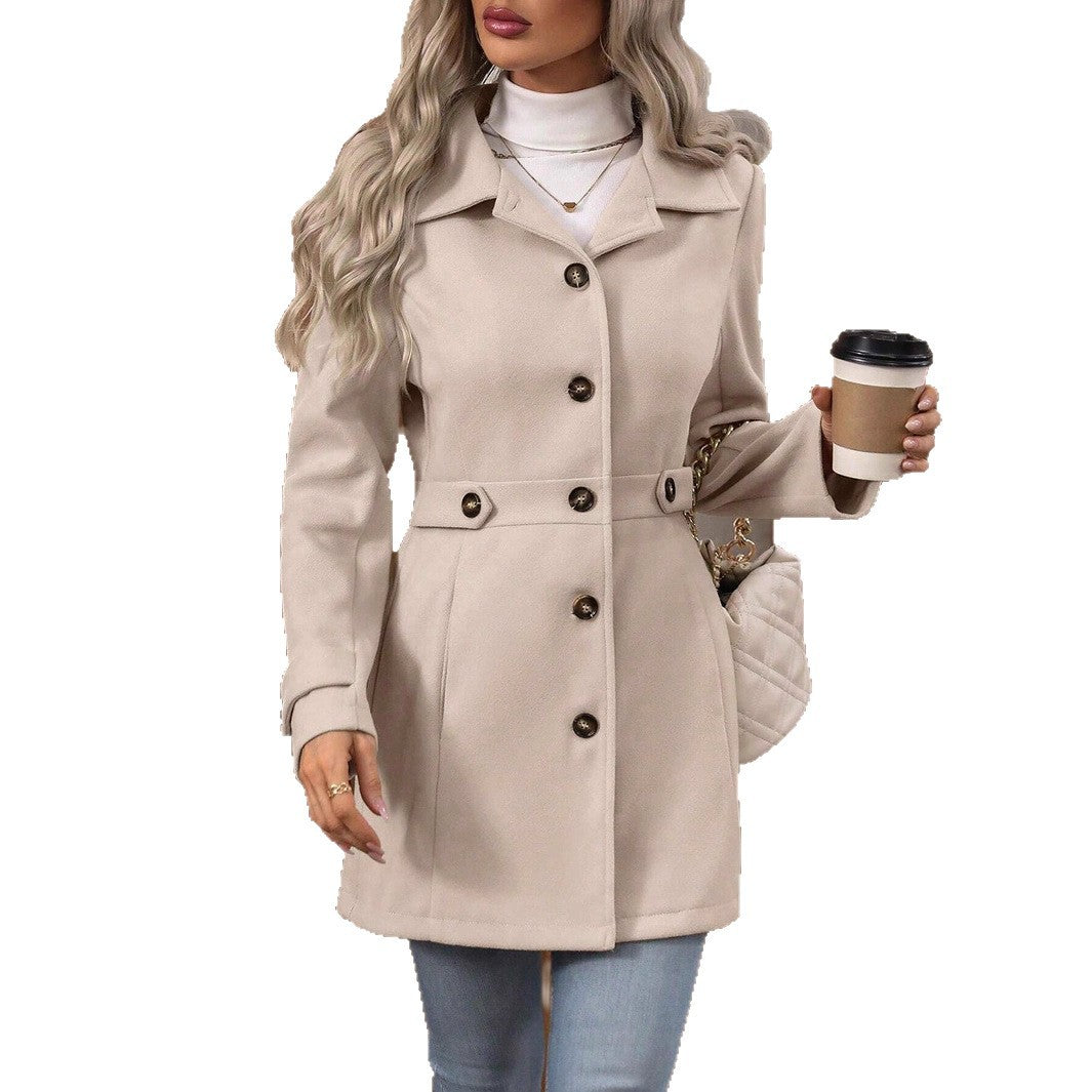 Cappotto monopetto da donna in misto lana – Elegante giacca di media lunghezza con revers