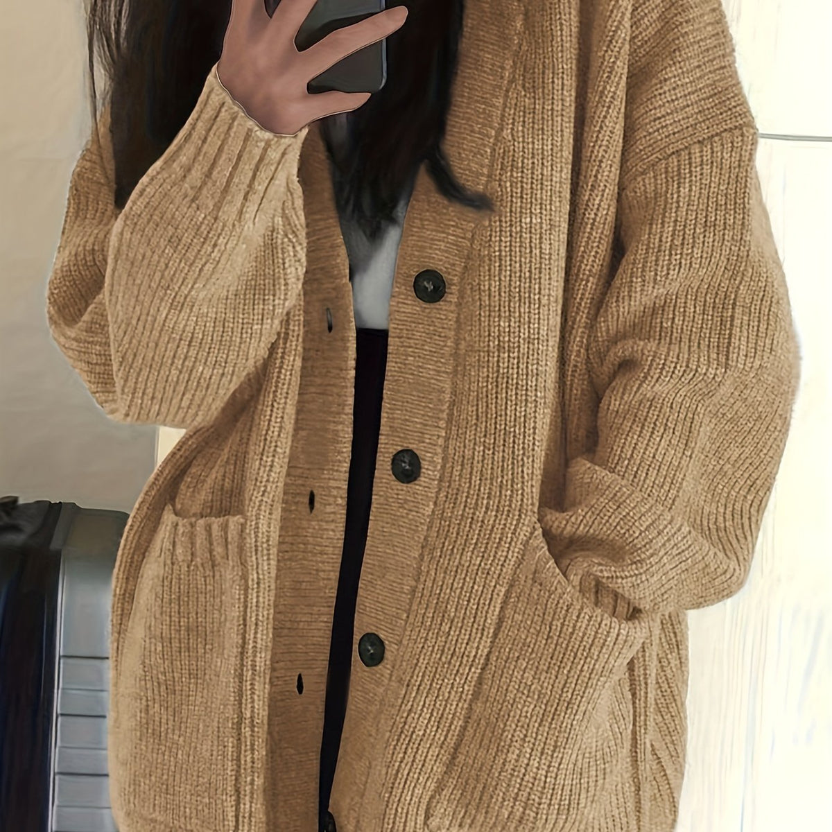 Cardigan relax donna con bottoni e tasche - Morbido e versatile