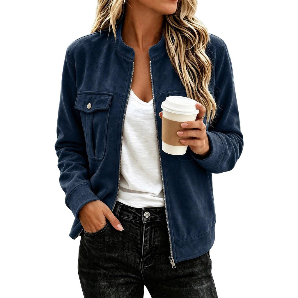 Giacca donna effetto camoscio con zip - Casual ed elegante