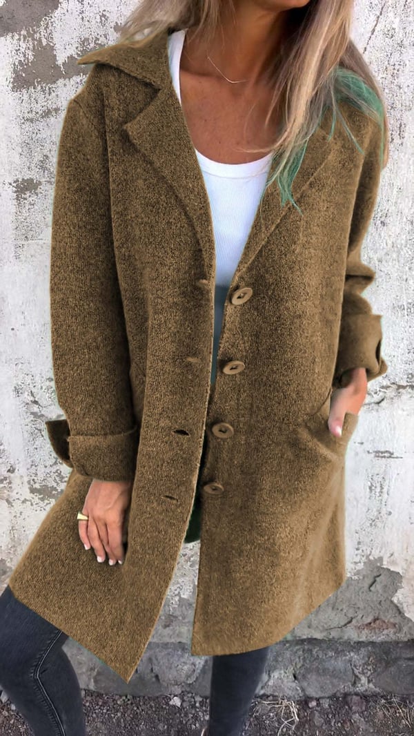 Giacca oversize in tweed da donna – Collo con revers dentellato e bottoni chic