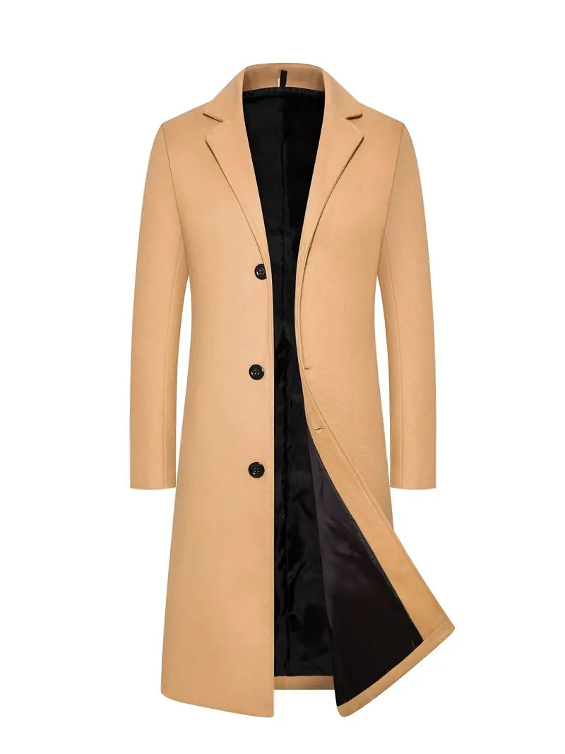 Cappotto lungo monopetto da uomo – Cappotto invernale aderente di alta qualità