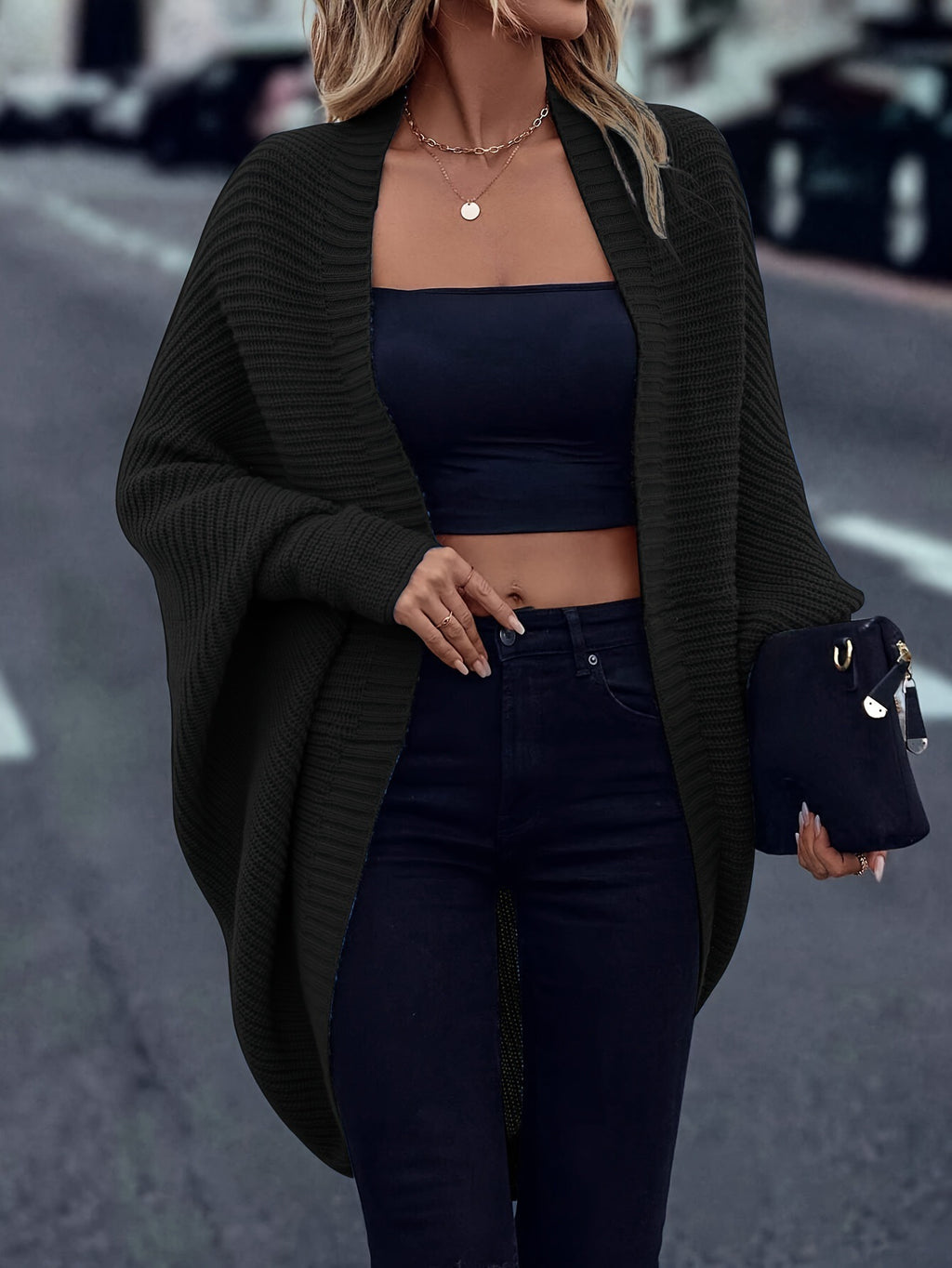 Cardigan ampio donna maniche a pipistrello - Morbido e fluido