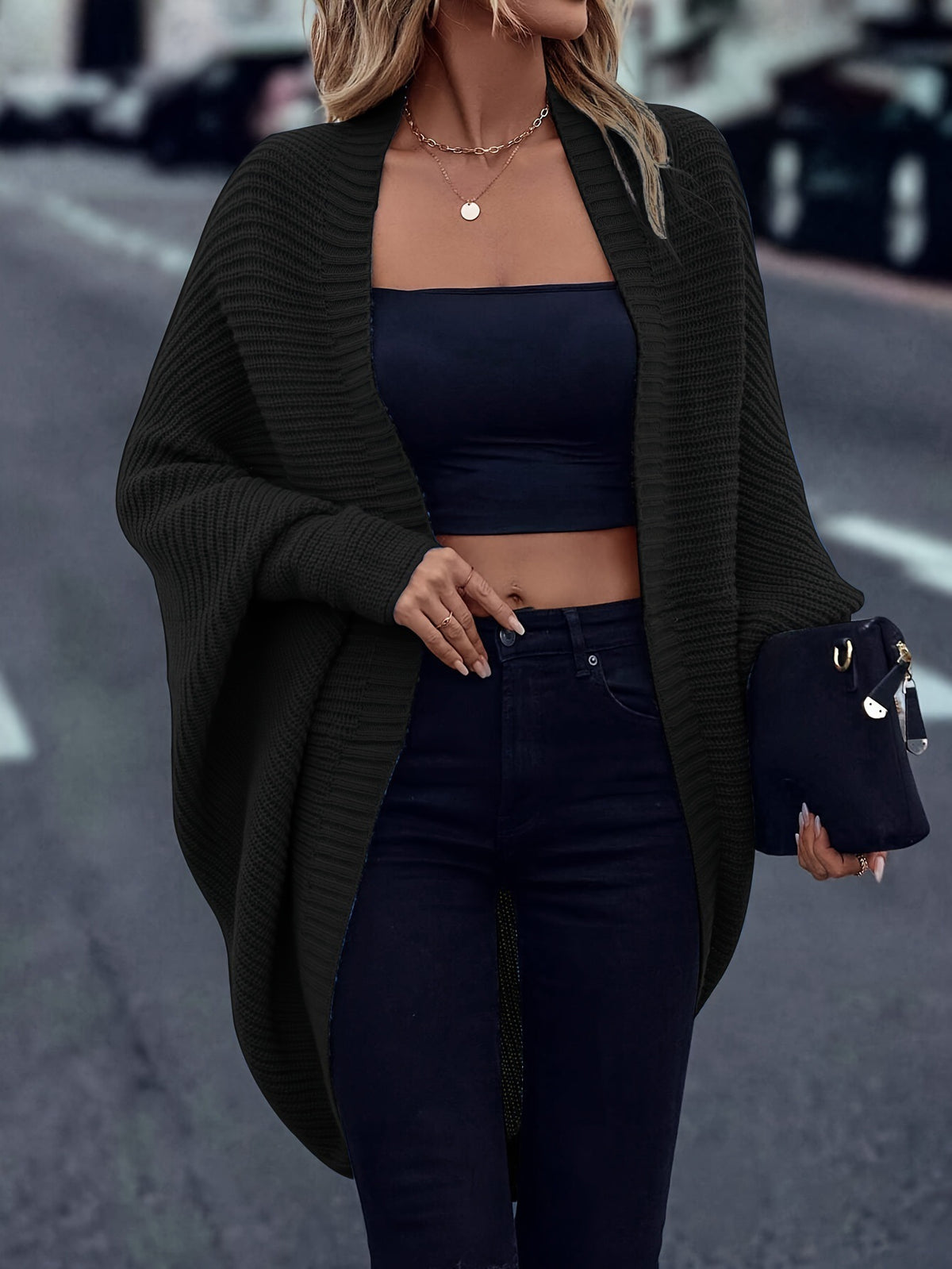 Cardigan ampio donna maniche a pipistrello - Morbido e fluido