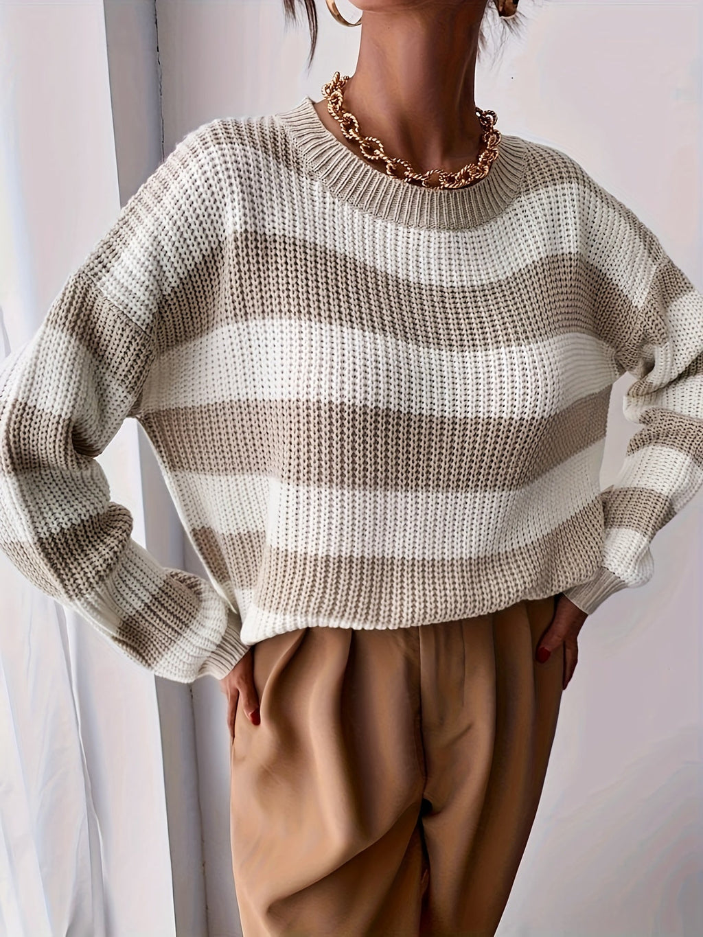 Maglione rigato donna rilassato - Morbido e facile