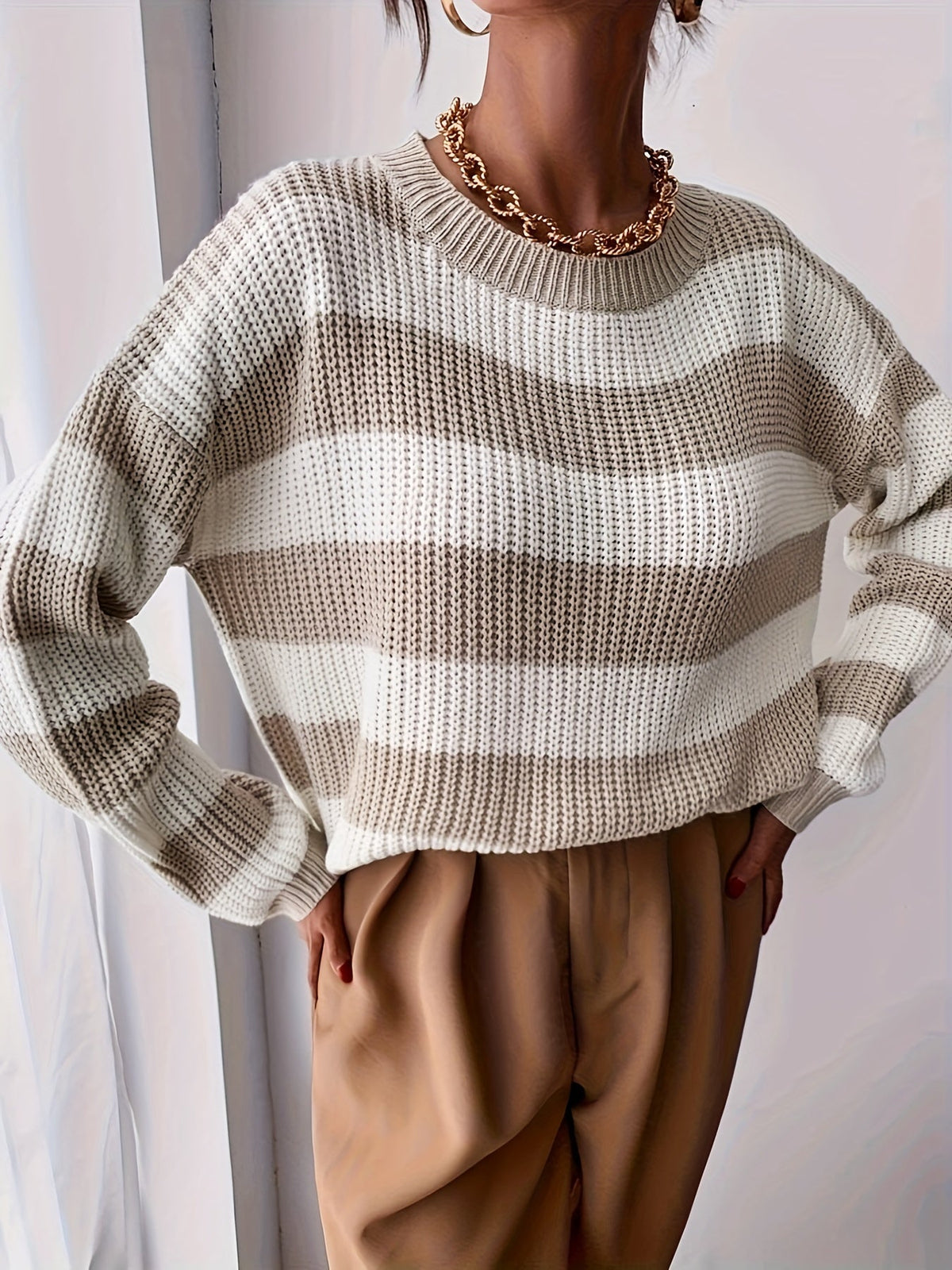 Maglione rigato donna rilassato - Morbido e facile