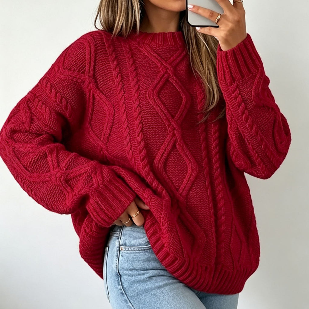 Rummelig sweater til kvinder med rund hals - Blød og afslappet