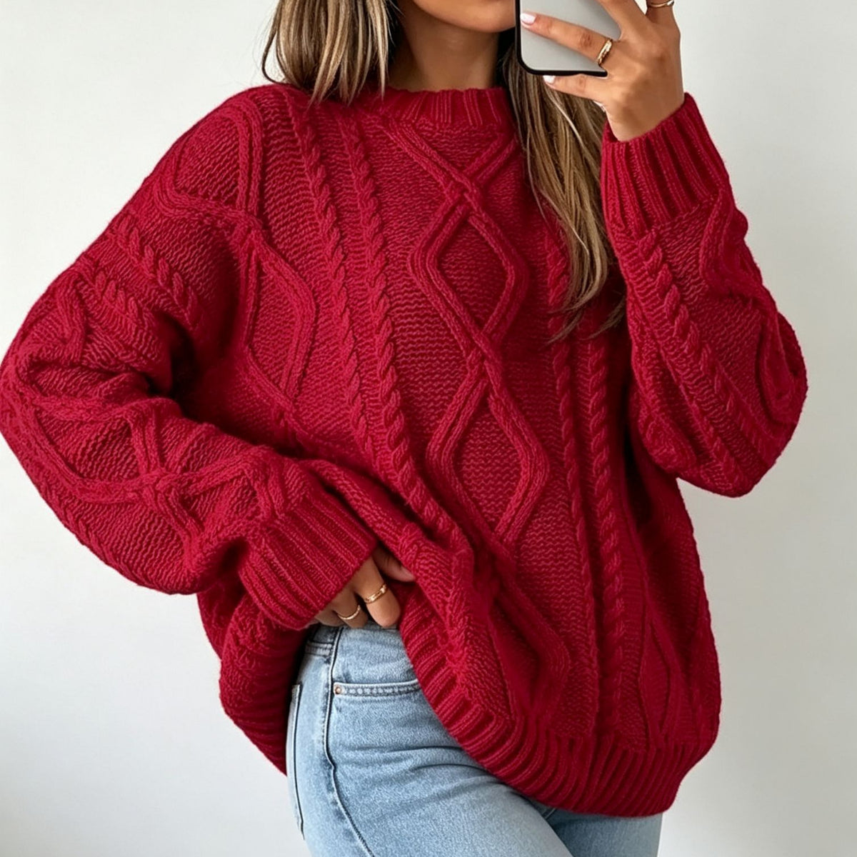 Rummelig sweater til kvinder med rund hals - Blød og afslappet