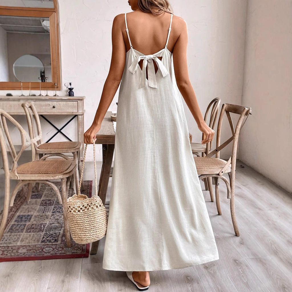 Abito lungo donna senza spalline linea ad A
